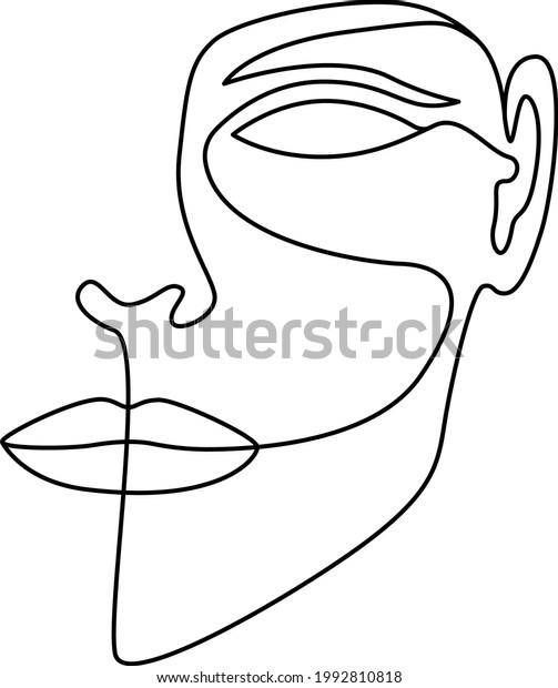 Abstract Human Face Continuous Line Vector Stock Vector Royalty Free