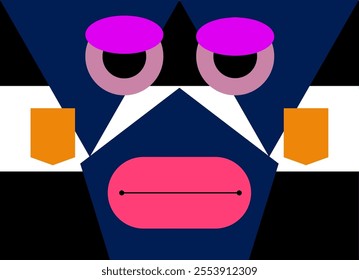 Abstract Human Face Created Using Basic Shapes, Showcasing Minimalist Precision and Artistic Composition.