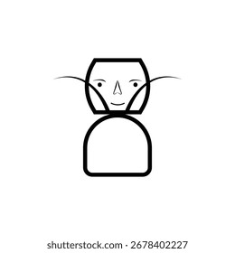 Abstract Human Face Icon,Minimal Line Art Illustration