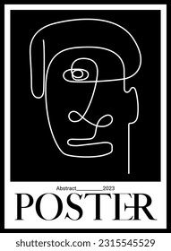 Abstract human face. Minimalism, boho style decor. Set of geometric shapes. Vector, poster, postcard. Collection for decor.