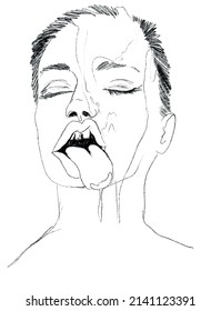 Resumen arte de retrato de rostro humano ilustración de arte raro dibujo de rostro humano arte contemporáneo esquemático