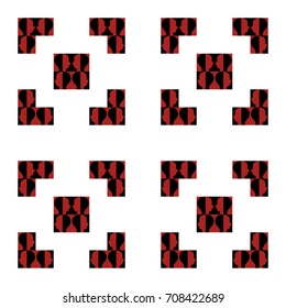 Abstract human face silhouette pattern background. Red and black color people seamless pattern design on white wallpaper. EPS10 vector illustration for fabric, wallpaper, texture. Retro style.