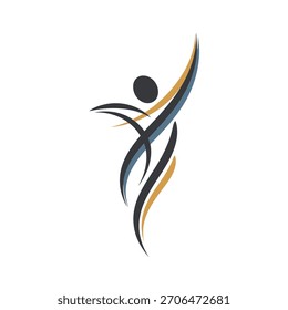 Abstractas figura humana en pose dinámica, que representa el movimiento y la energía, ideal para temas de bienestar