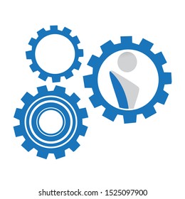 abstract human figure and gears, vector