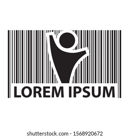 abstract human figure inside bar code, vector
