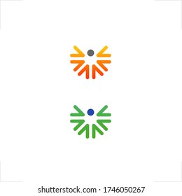 abstract human figure logo arrows shine lights design