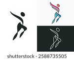 Abstract human figure logo design running happily, Vector Fitness Sports Winner Logo Man or woman. Workout icon. Health Logo Template