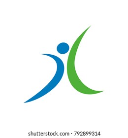 Abstract human figure logo design template vector illustration