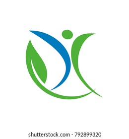 Abstract human figure logo design template vector illustration