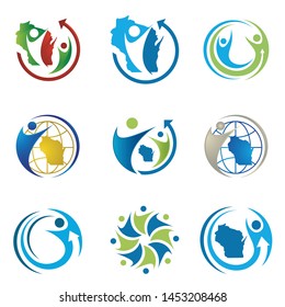 Abstract human figure logo set design vector