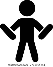 Abstract human figure with open arms and legs. Symbol of freedom, expression, welcome, openness, movement, gesture, human form.