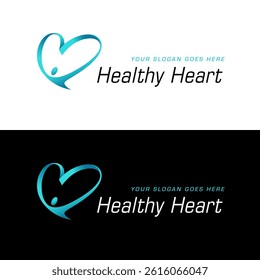 Abstract human figure in a shape of heart. Health or medical care symbol, wellness logo.