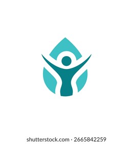 Abstract human figure within a water drop, representing hydration and wellness.
