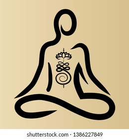 abstract human figure, yoga related vector logo icon 
