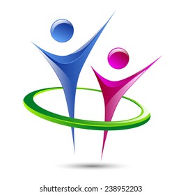 Abstract human figures logo Elements design Icon