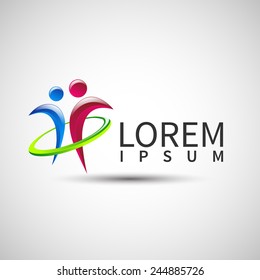 Abstract human figures logo Elements design Icon 