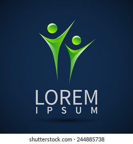 Abstract human figures logo Elements design Icon 