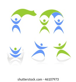 abstract human figures on a white background