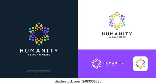 Abstract human group logo design template.