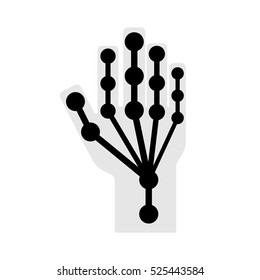 Abstract human hand created from wireframe isolated on white background.