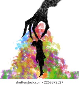 abstract human and hand digital drawing