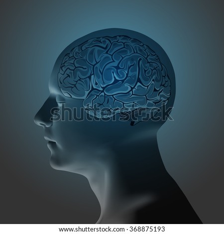 Abstract Human Head with a Brain. 