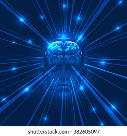 Abstract Human Head Brain with Light Rays. 