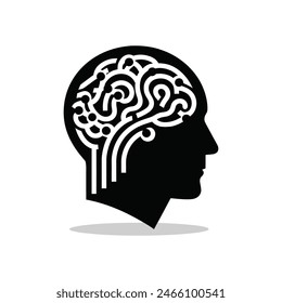 Cabeza humana Abstractas con Vector de silueta cerebral de circuito - AI y Clipart de Tecnología para Diseños de Ciencia e innovación