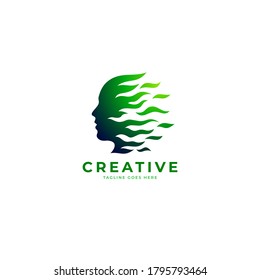 Resumen Logotipo de cabeza humana - Ilustración de vectores de concepto verde creativo