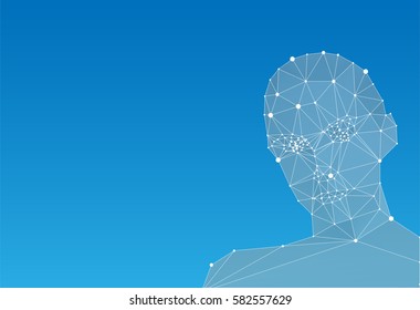 Abstract human head on blue background