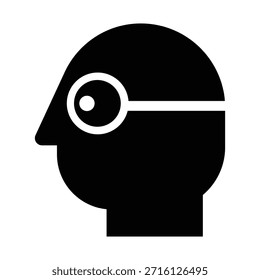 Ícone abstrato do perfil da cabeça humana que representa os conceitos de IA, cognição e tecnologia - Imagem vetorial de alta qualidade