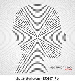 Abstract human head of radial lines, vector