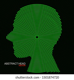 Abstract human head of radial lines, vector