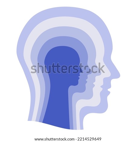 Abstract human head silhouette with the inner child. Illustration of the human mind and personality. Concept of personal growth and self-improvement.