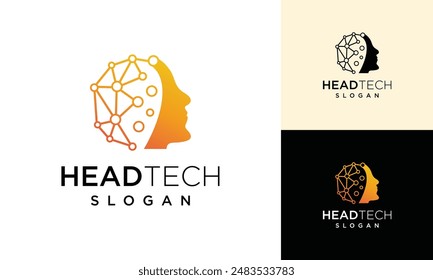 Abstract human head technology logo. Innovation technology logo design inspiration	