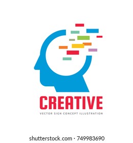 Abstract human head - vector logo template concept illustration. Creative imagination sign. New idea symbol. Graphic design element.  