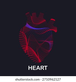 Abstract Human Heart Anatomy Vector – Modern Wave Line Art Medical Illustration for Healthcare, Education, and Infographics. EPS 10