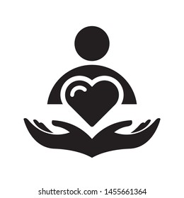 Abstract human with heart logo template vector save people icon design