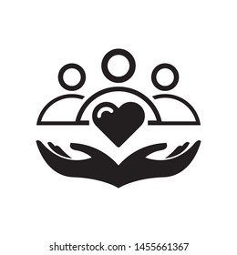 Abstract human with heart logo template vector save people icon design