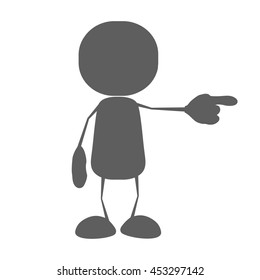 Abstract human icon pointing with his finger to the side