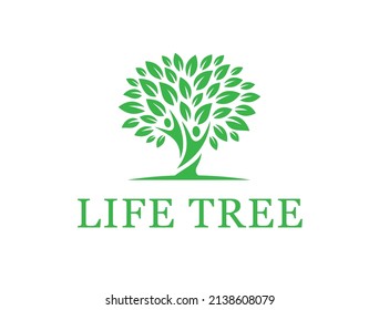 Abstract human life tree logo icon. Wellness nature symbol. People plant sign. Family health nature emblem. Vector illustration.