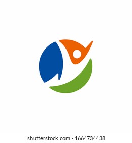 Abstract human logo. Can use for your design elements, website icons, application icons, UI, and More. Medical or health care center logo design concept.