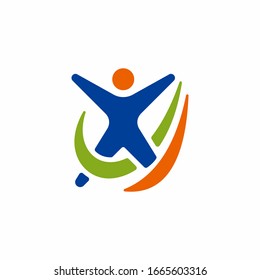 Abstract human logo. Can use for your design elements, website icons, application icons, UI, and More. Medical or health care center logo design concept.