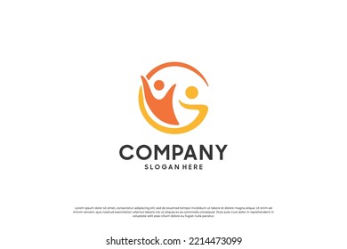 Abstract human logo design. people with unity concept.