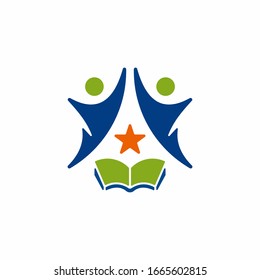 Un resumen del logo humano con libro y estrella. Puede usar para sus elementos de diseño, iconos de sitio web, iconos de aplicación, UI y más. Concepto de diseño del logo médico o del centro de salud.