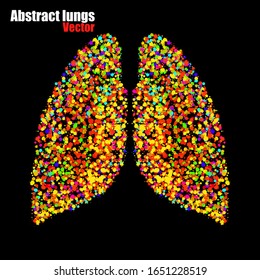 Abstract human lung of colorful ink splashes, grunge splatters. Vector illustration