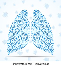 Abstract human lung with coronavirus molecules. Coronavirus 2019-nCoV new virus epidemic. Vector illustration