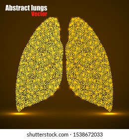 Abstract human lung of glowing dots, neons particles