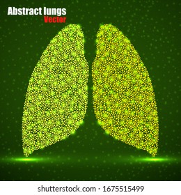 Abstract human lung of glowing dots, neons particles