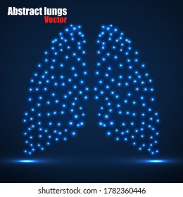 Abstract human lung of glowing dots, neon particles